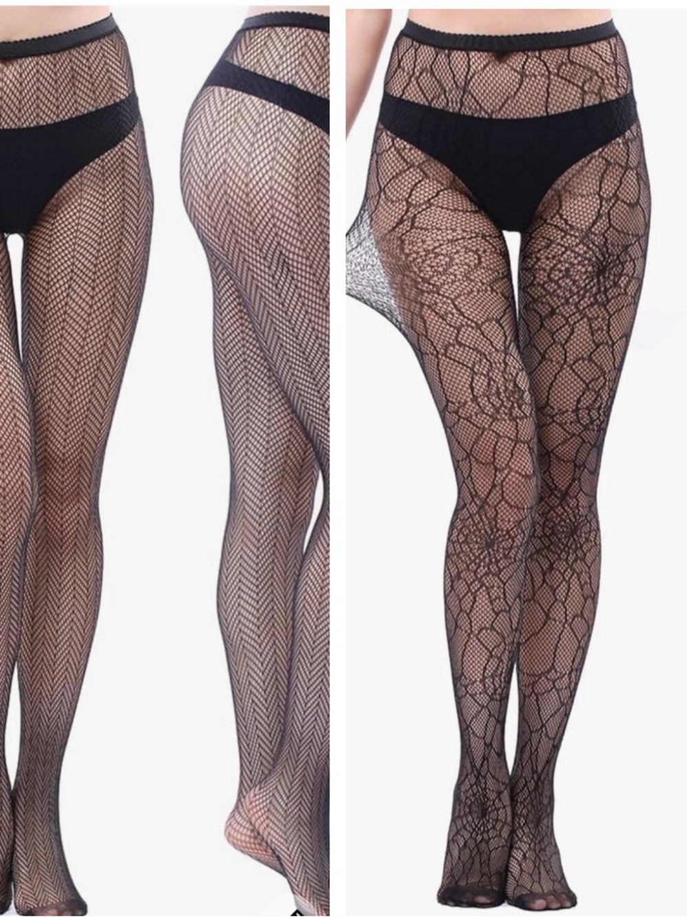 Black Patterned Fishnet Tights - Women Intimates & Sleepwear